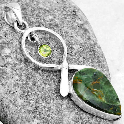 Turkish Rainforest Chrysocolla & Peridot Pendant P-1048 SDP121884