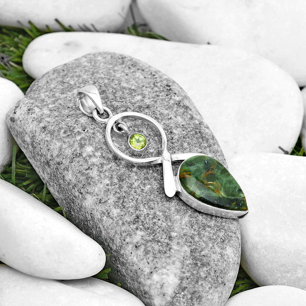 Turkish Rainforest Chrysocolla & Peridot Pendant P-1048 SDP121884
