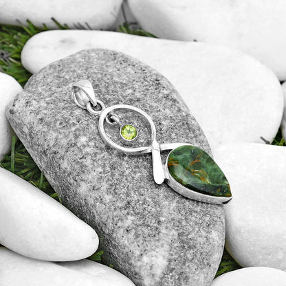 Turkish Rainforest Chrysocolla & Peridot Pendant P-1048 SDP121884