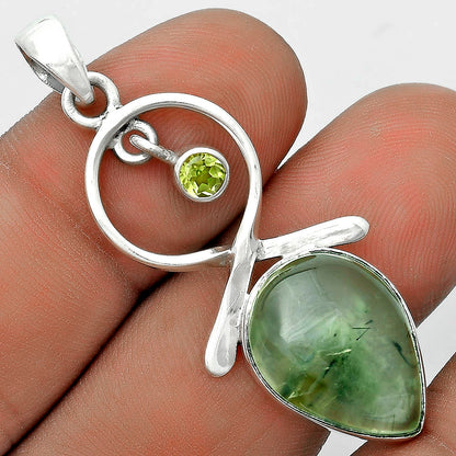 Natural Prehnite & Peridot Pendant P-1048 SDP121890