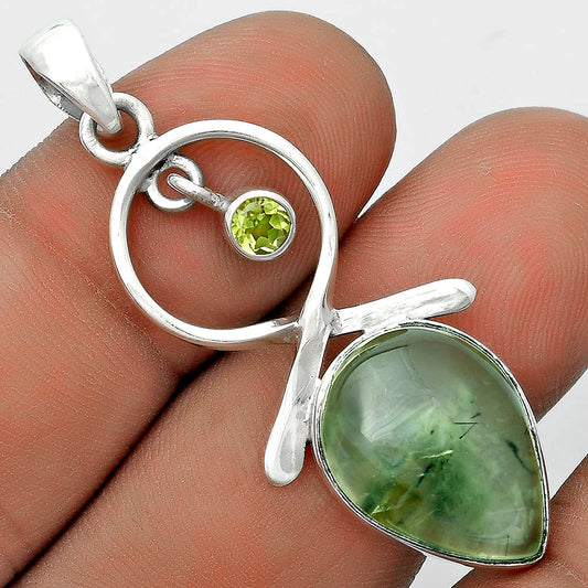 Natural Prehnite & Peridot Pendant P-1048 SDP121890