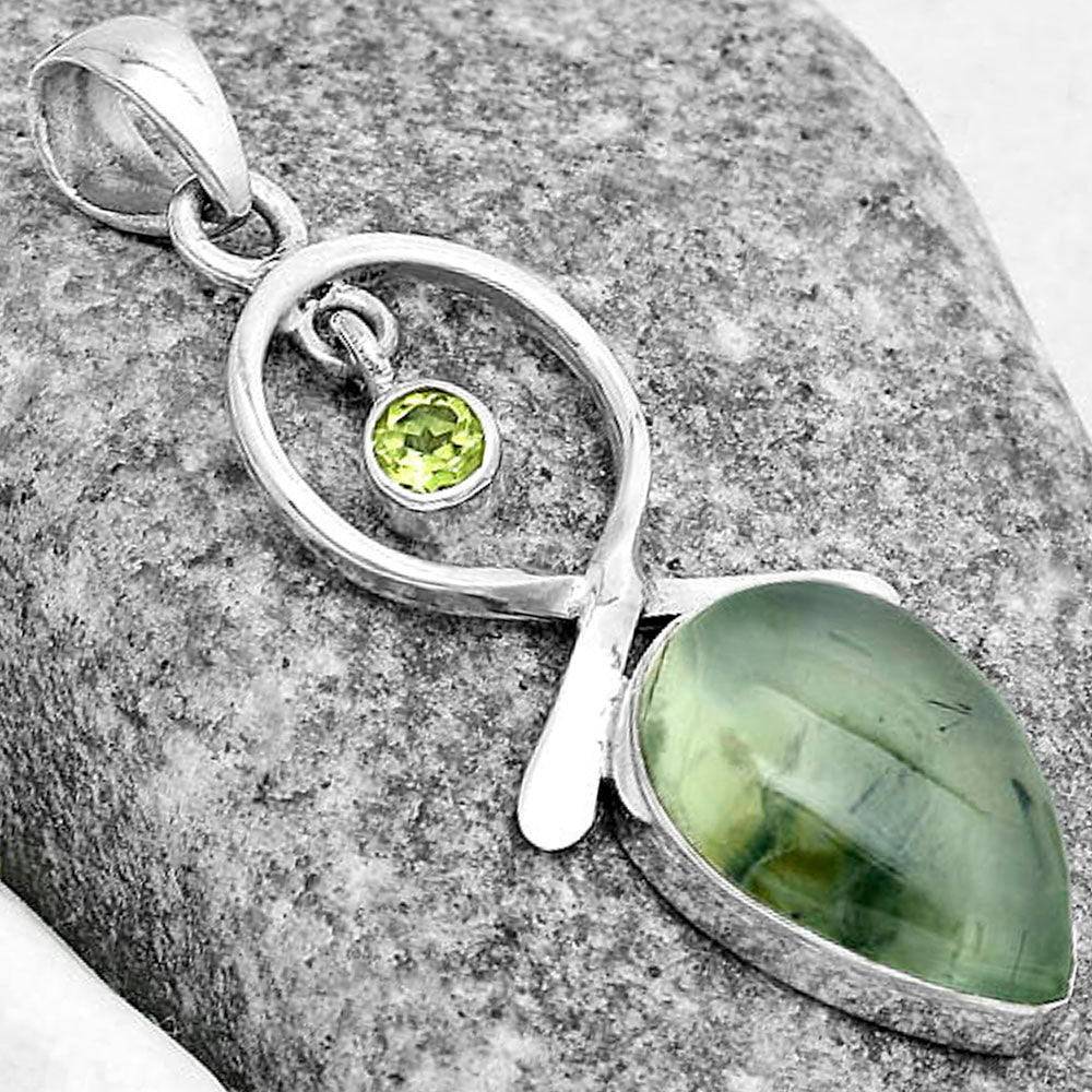 Natural Prehnite & Peridot Pendant P-1048 SDP121890