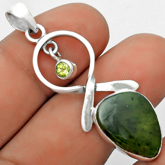 Natural Chrome Chalcedony & Peridot Pendant P-1048 SDP121891