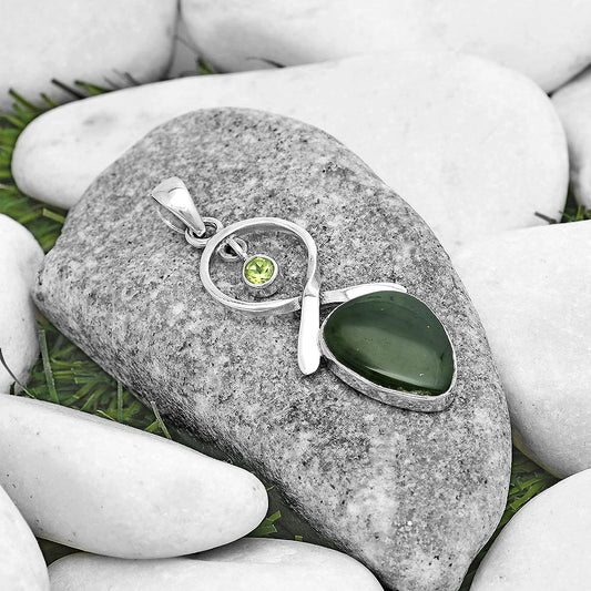Natural Chrome Chalcedony & Peridot Pendant P-1048 SDP121891