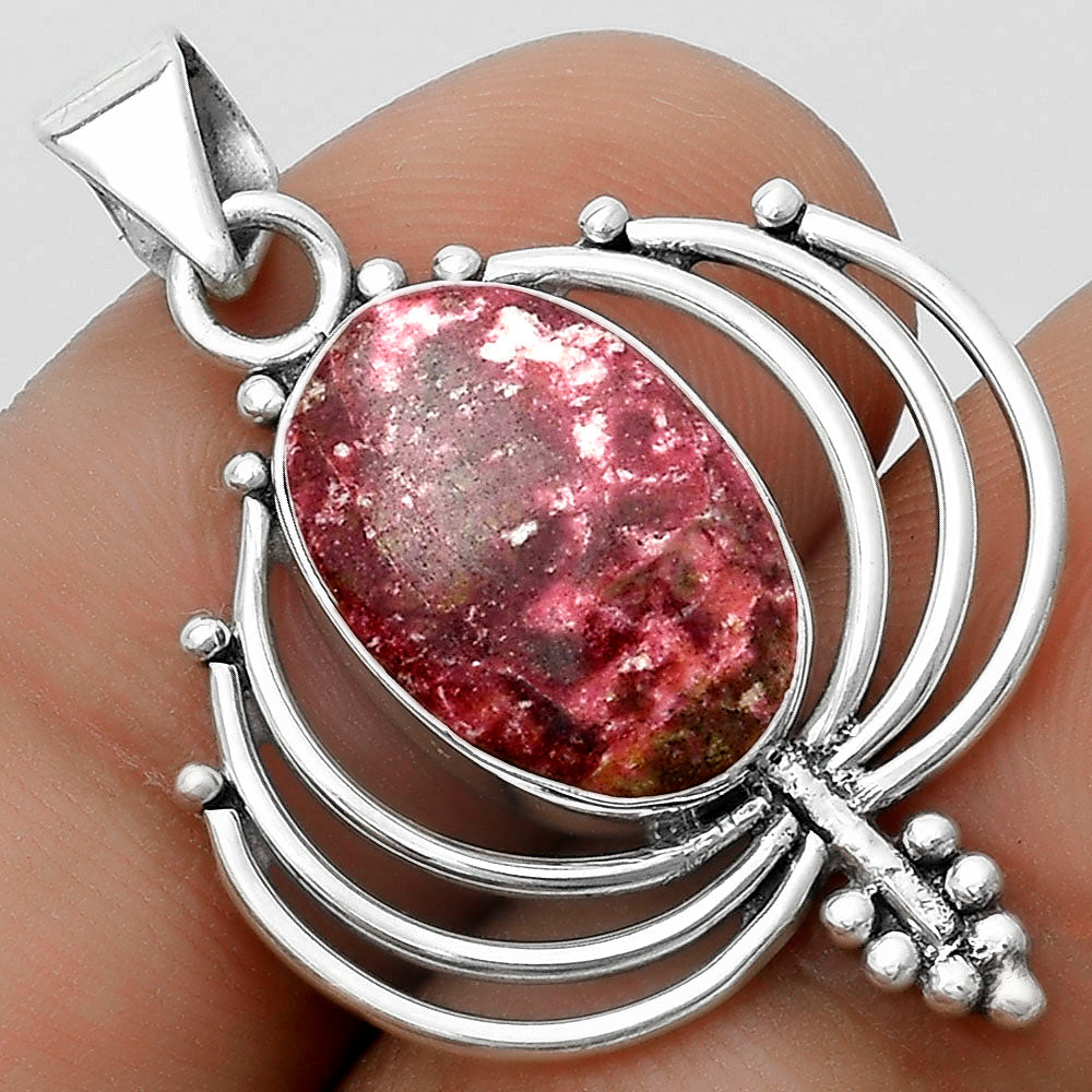 Lotus - Natural Pink Thulite - Norway Pendant P-1702 SDP122354