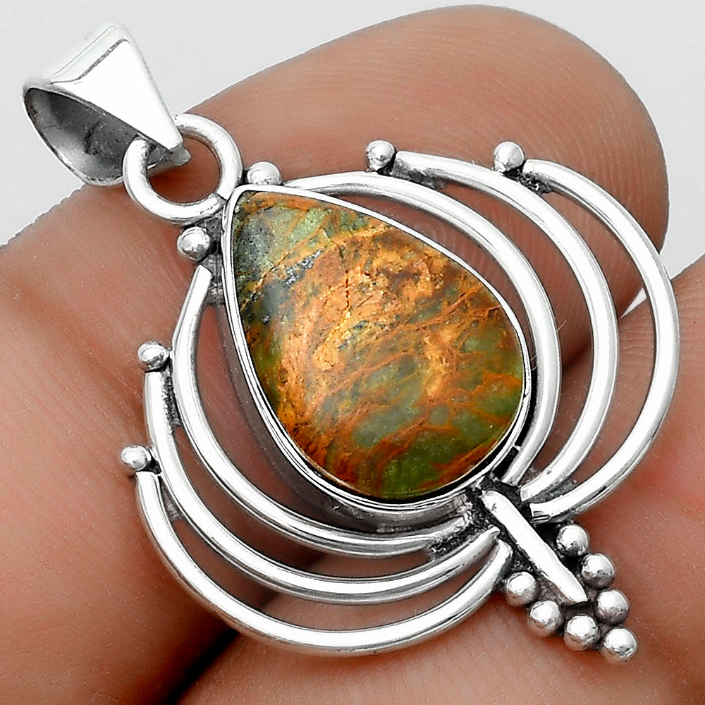 Lotus Turkish Rainforest Chrysocolla Pendant P-1702 SDP122357