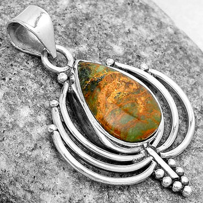 Lotus Turkish Rainforest Chrysocolla Pendant P-1702 SDP122357