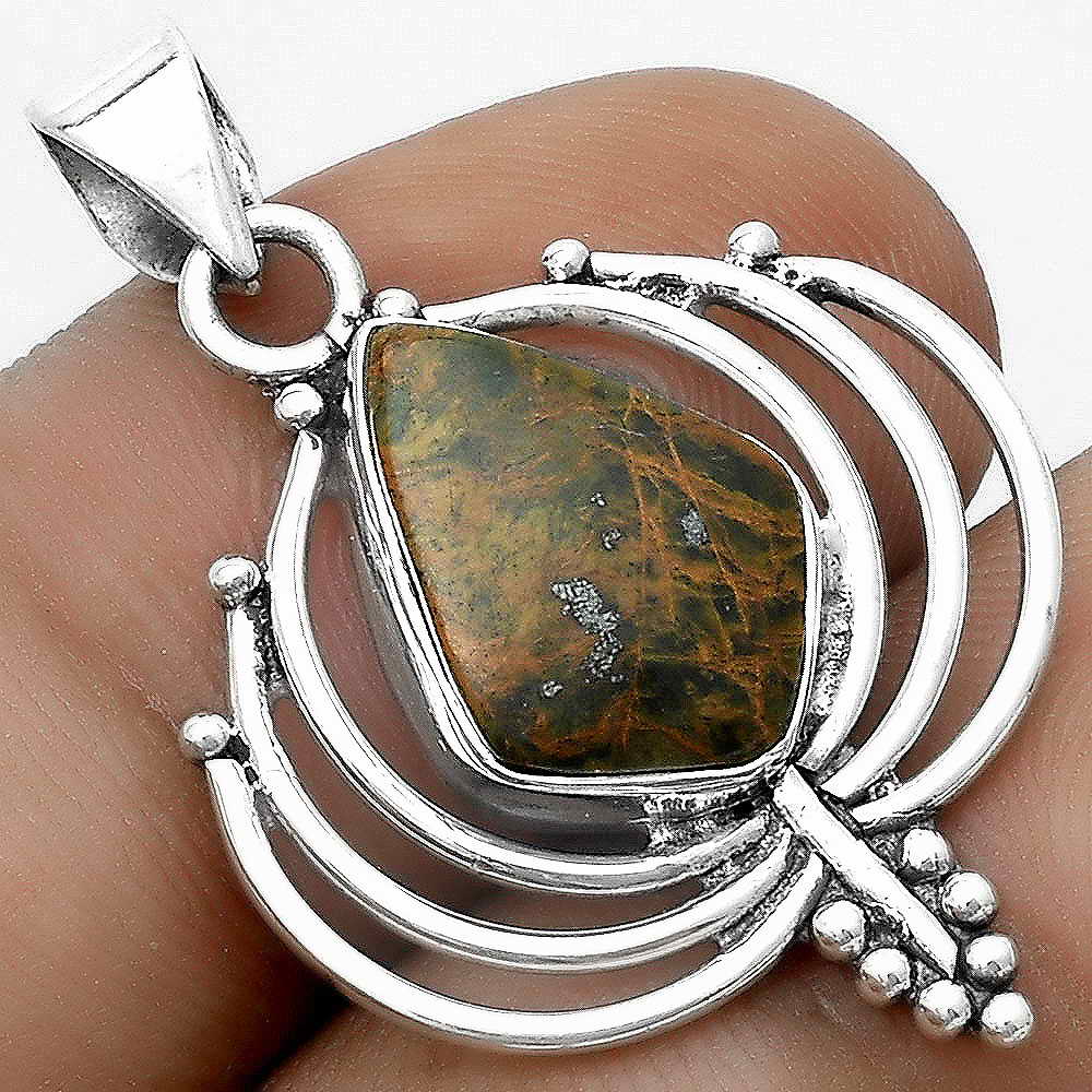 Lotus Turkish Rainforest Chrysocolla Pendant P-1702 SDP122381