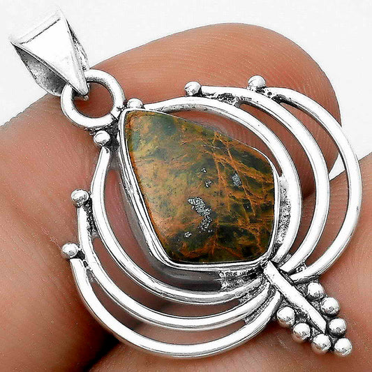 Lotus Turkish Rainforest Chrysocolla Pendant P-1702 SDP122381