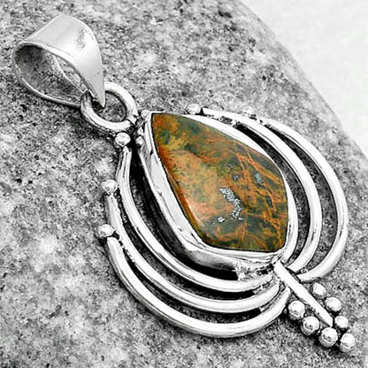 Lotus Turkish Rainforest Chrysocolla Pendant P-1702 SDP122381