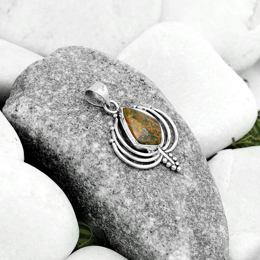 Lotus Turkish Rainforest Chrysocolla Pendant P-1702 SDP122381