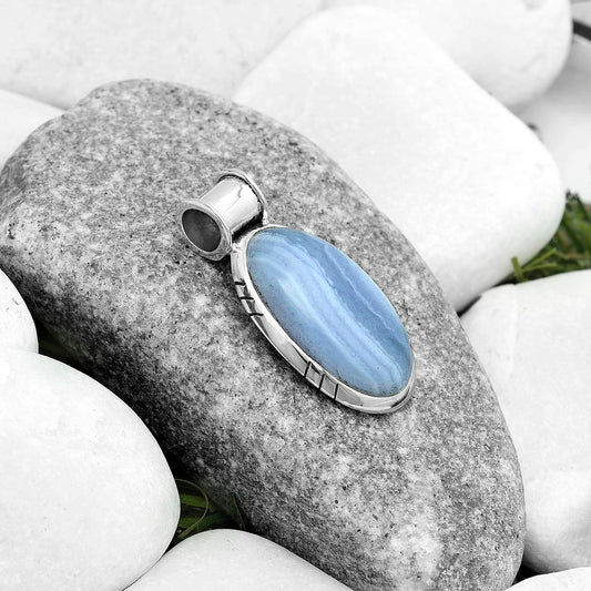 Natural Blue Lace Agate South Africa Pendant P-1154 SDP122392