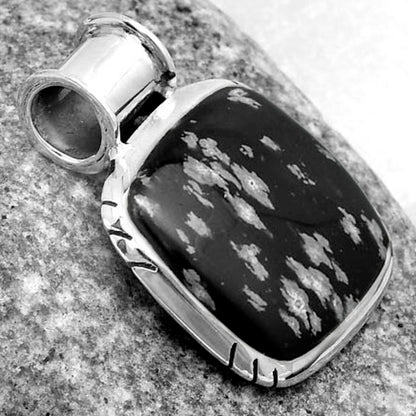 Natural Snow Flake Obsidian Pendant P-1154 SDP122410