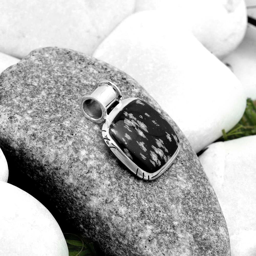 Natural Snow Flake Obsidian Pendant P-1154 SDP122410