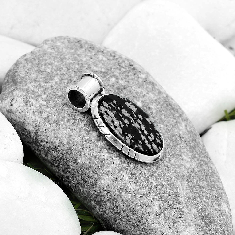 Natural Snow Flake Obsidian Pendant P-1154 SDP122422
