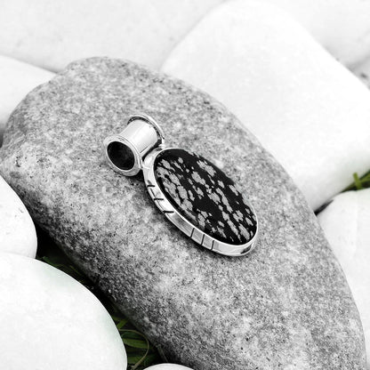 Natural Snow Flake Obsidian Pendant P-1154 SDP122422