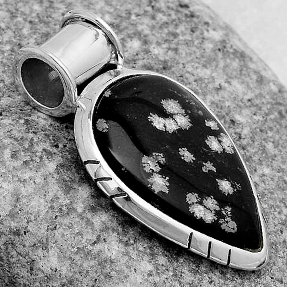 Natural Snow Flake Obsidian Pendant P-1154 SDP122428