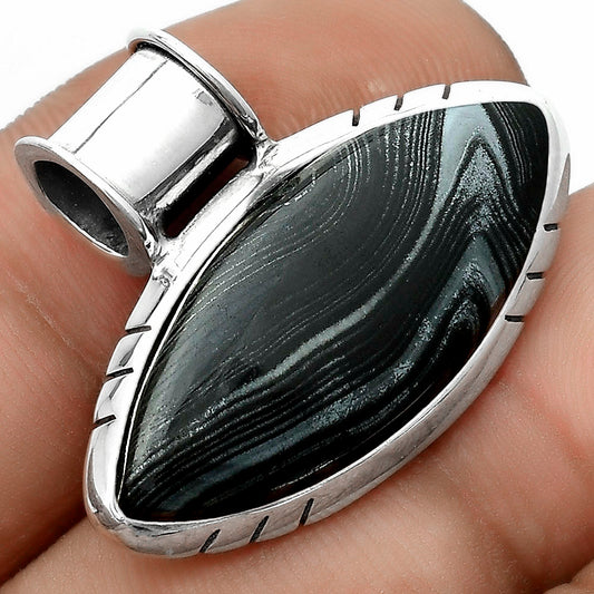 Crown Of Silver Psilomelane - Black Malachite Pendant P-1154 SDP122431