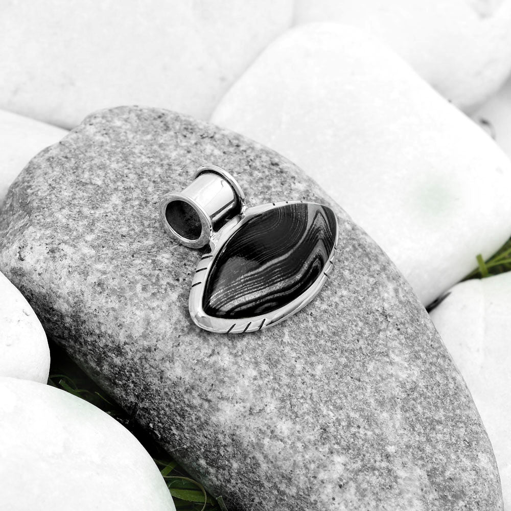 Crown Of Silver Psilomelane - Black Malachite Pendant P-1154 SDP122431