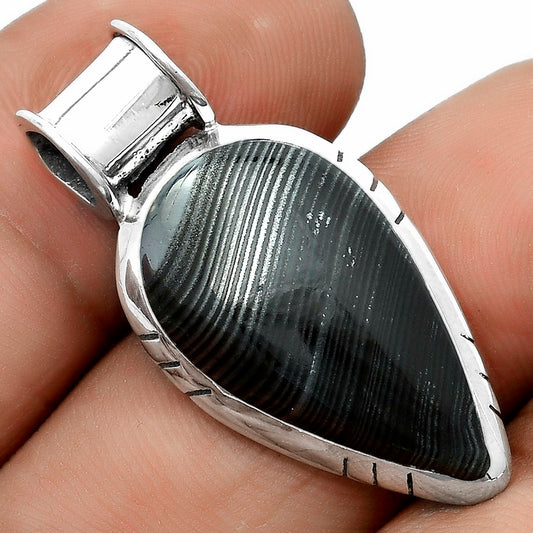 Crown Of Silver Psilomelane - Black Malachite Pendant P-1154 SDP122439