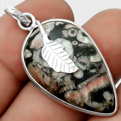 Natural Crinoid Fossil Coral Pendant P-1585 SDP122476