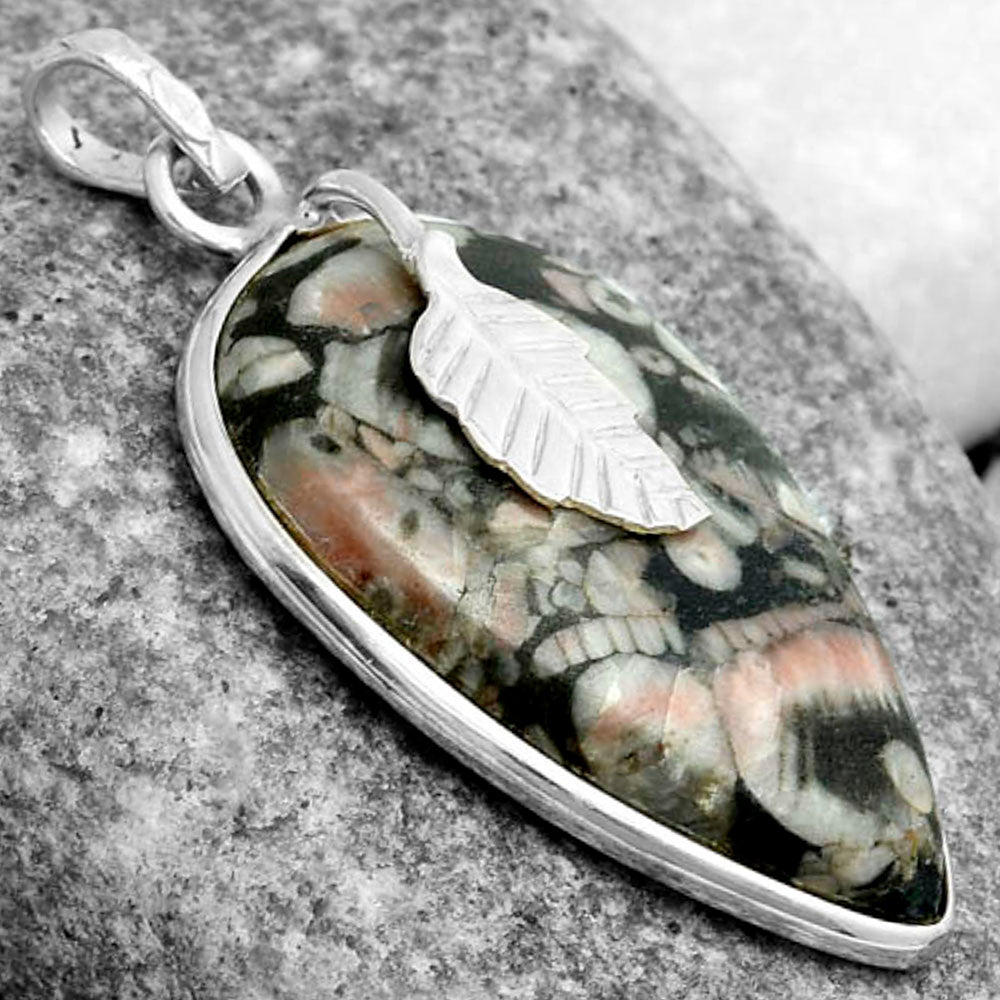 Natural Crinoid Fossil Coral Pendant P-1585 SDP122476