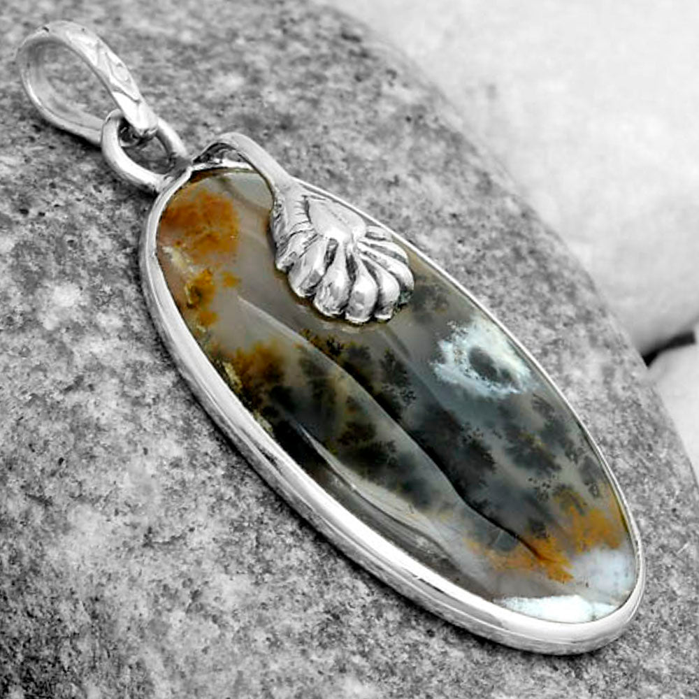 Natural Robinson Ranch Plume Agate Pendant P-1700 SDP122542