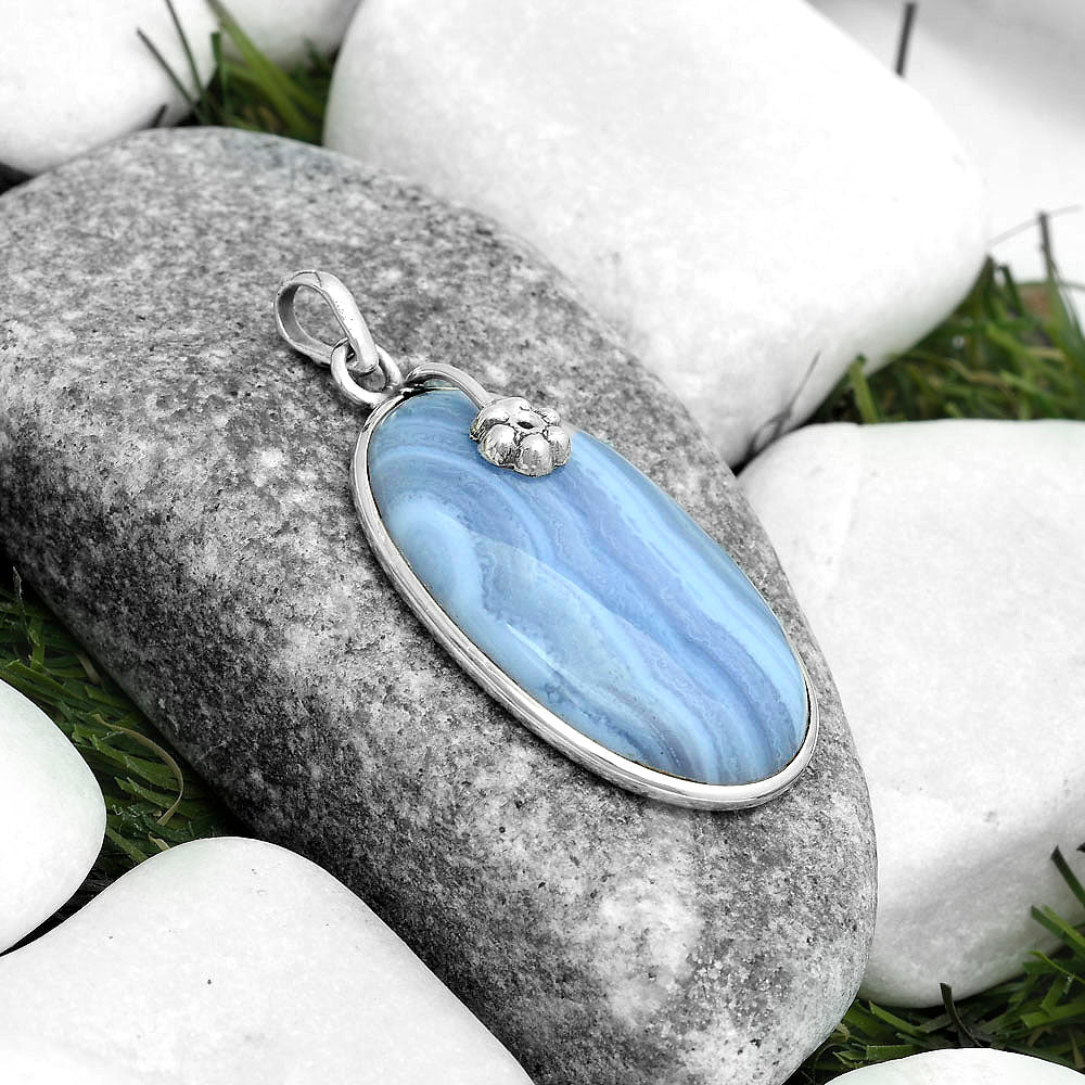 Natural Blue Lace Agate South Africa Pendant P-1700 SDP122594
