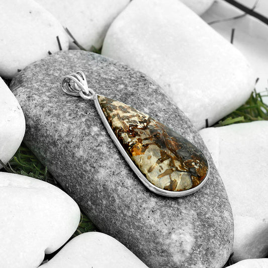 Natural Palm Root Fossil Agate Pendant P-1001 SDP122805