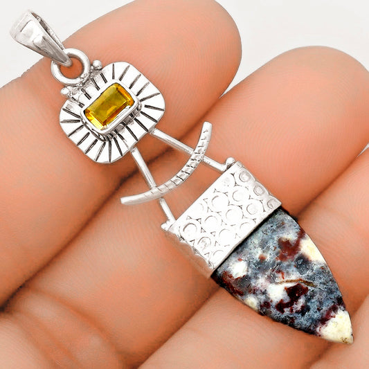 Natural Indian Blanket Jasper & Citrine Pendant P-1193 SDP123121