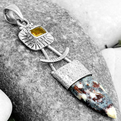 Natural Indian Blanket Jasper & Citrine Pendant P-1193 SDP123121