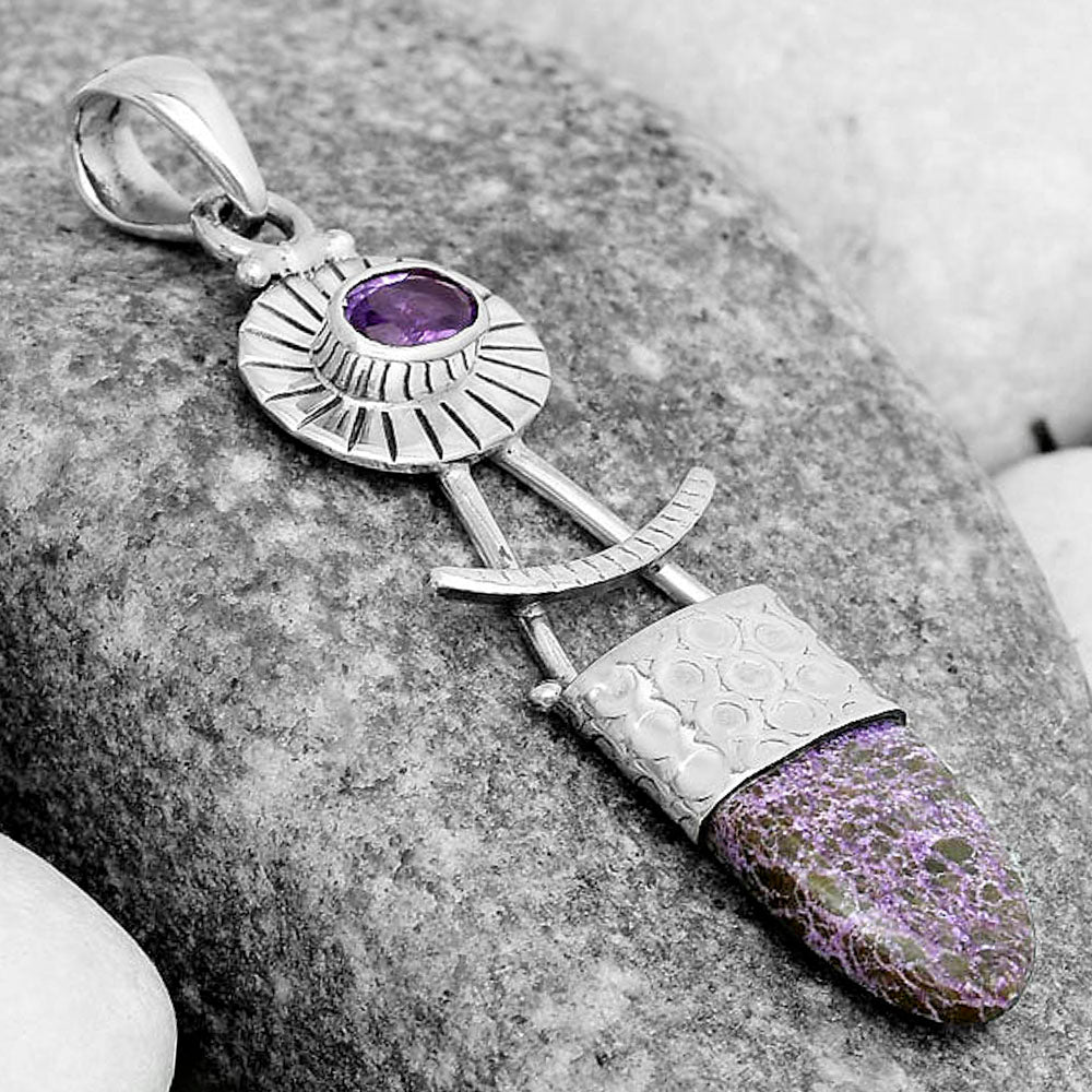 Purpurite - South Africa & Amethyst Pendant P-1193 SDP123124