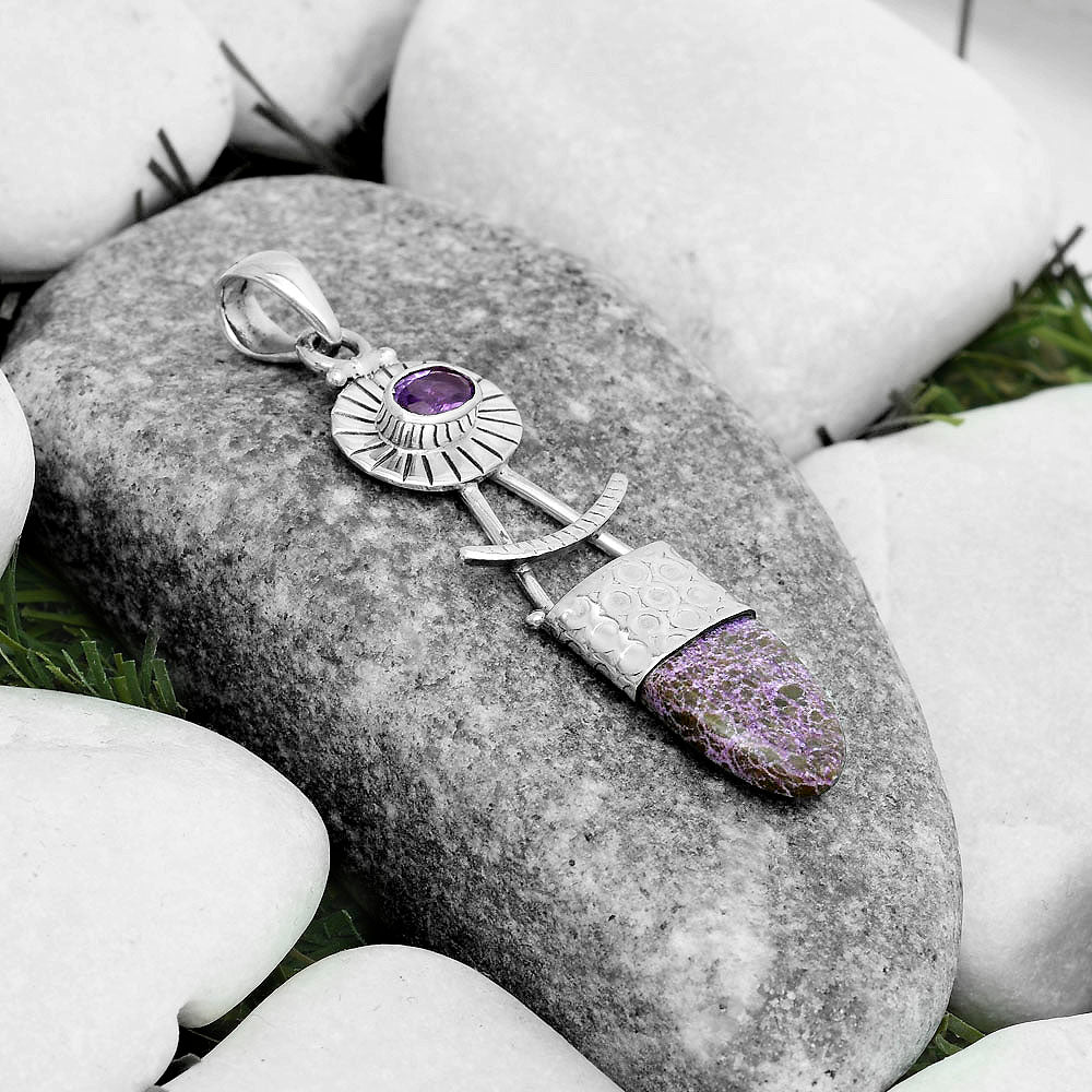 Purpurite - South Africa & Amethyst Pendant P-1193 SDP123124