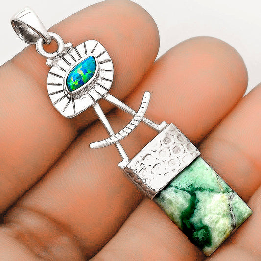 Natural Larsonite Jasper & Fire Opal Pendant P-1193 SDP123128