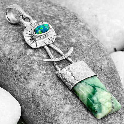 Natural Larsonite Jasper & Fire Opal Pendant P-1193 SDP123128