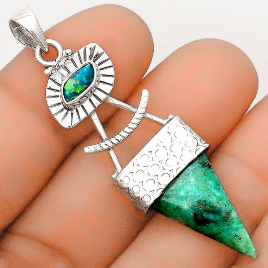 Natural Larsonite Jasper & Fire Opal Pendant P-1193 SDP123130