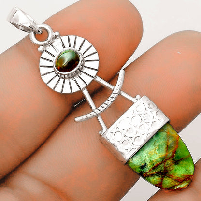 Turkish Rainforest Chrysocolla & Black Ethiopian Opal Pendant P-1193 SDP123135