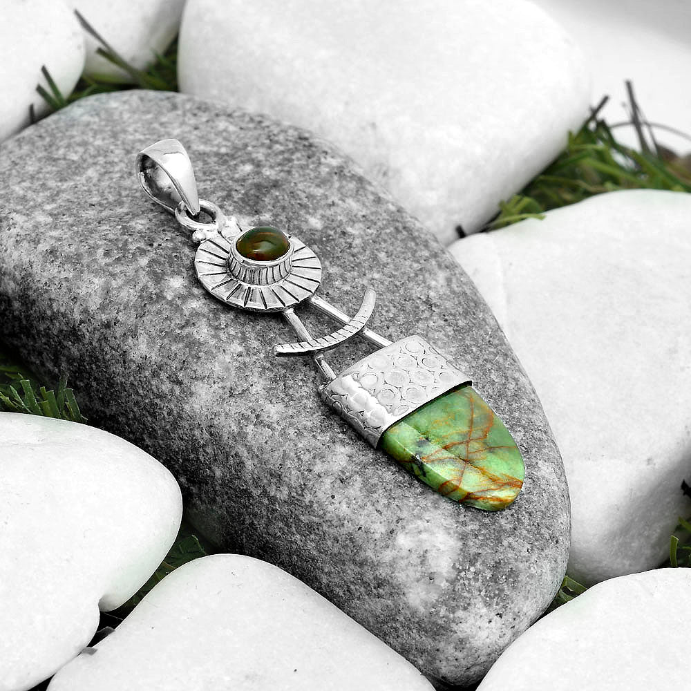 Turkish Rainforest Chrysocolla & Black Ethiopian Opal Pendant P-1193 SDP123135