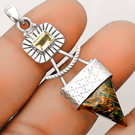 Turkish Rainforest Chrysocolla & Citrine Pendant P-1193 SDP123136