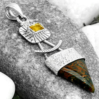 Turkish Rainforest Chrysocolla & Citrine Pendant P-1193 SDP123136