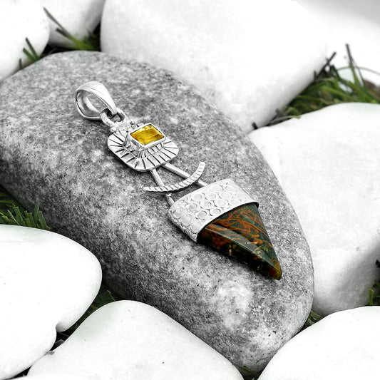 Turkish Rainforest Chrysocolla & Citrine Pendant P-1193 SDP123136