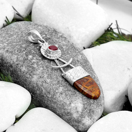 Natural Noreena Jasper & Garnet Pendant P-1193 SDP123137