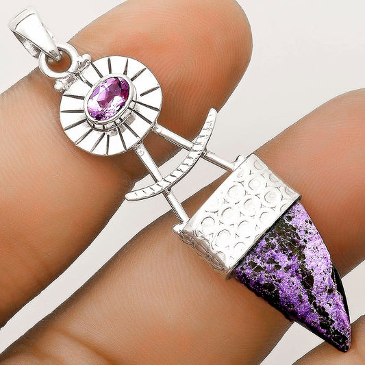 Purpurite - South Africa & Amethyst Pendant P-1193 SDP123139