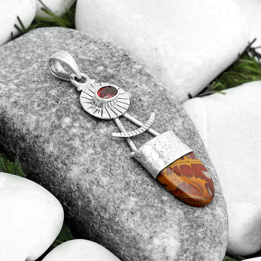 Natural Noreena Jasper & Garnet Pendant P-1193 SDP123141