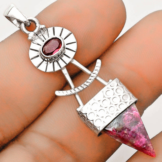 Natural Tourmaline Quartz & Garnet Pendant P-1193 SDP123144