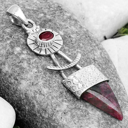 Natural Tourmaline Quartz & Garnet Pendant P-1193 SDP123144