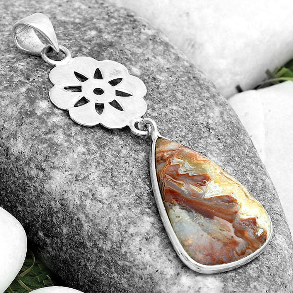 Natural Laguna Lace Agate - Mexican Pendant P-1634 SDP123195