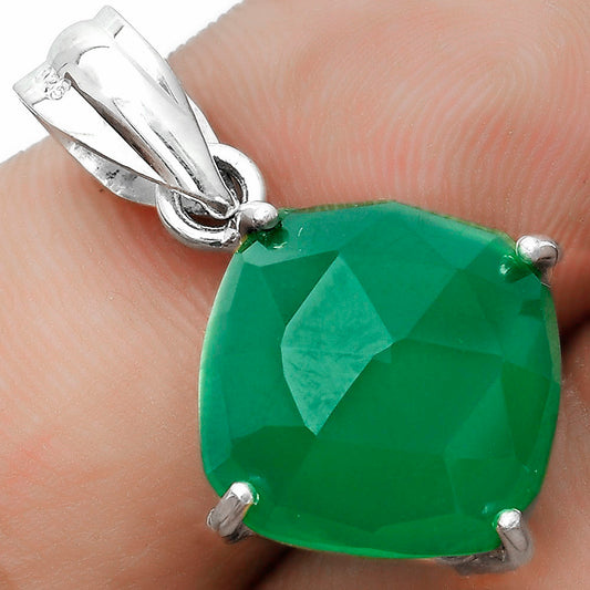 Faceted Natural Green Onyx Pendant P-1013 SDP123249
