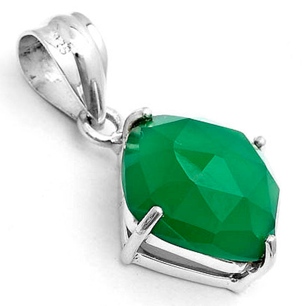 Faceted Natural Green Onyx Pendant P-1013 SDP123249