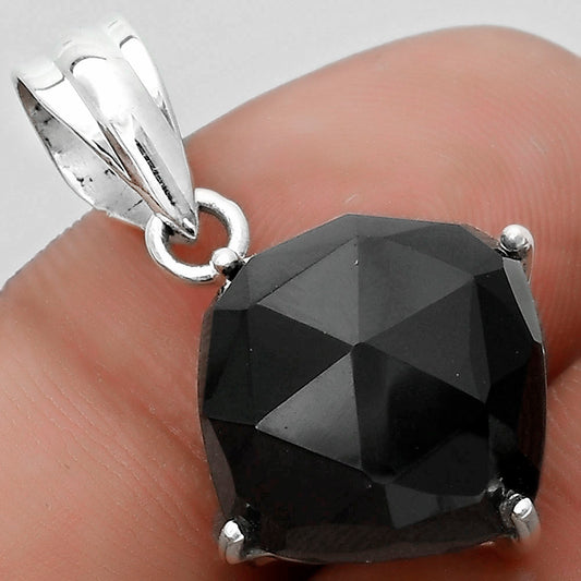 Faceted Natural Black Onyx - Brazil Pendant P-1013 SDP123273